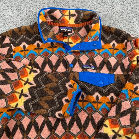 Patagonia Sweaters - Patagonia Sweater Womens M Synchilla Snap-T Big Anthos Fleece Pullover Aztec
